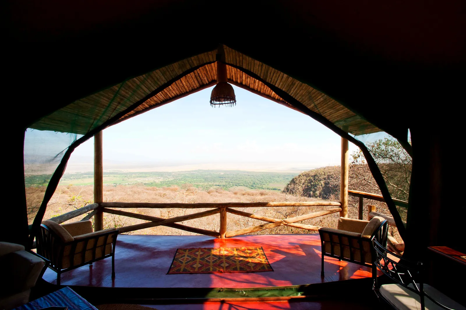 The view from a Manyara tented cottage over the Rift Valley and Lake Manyara